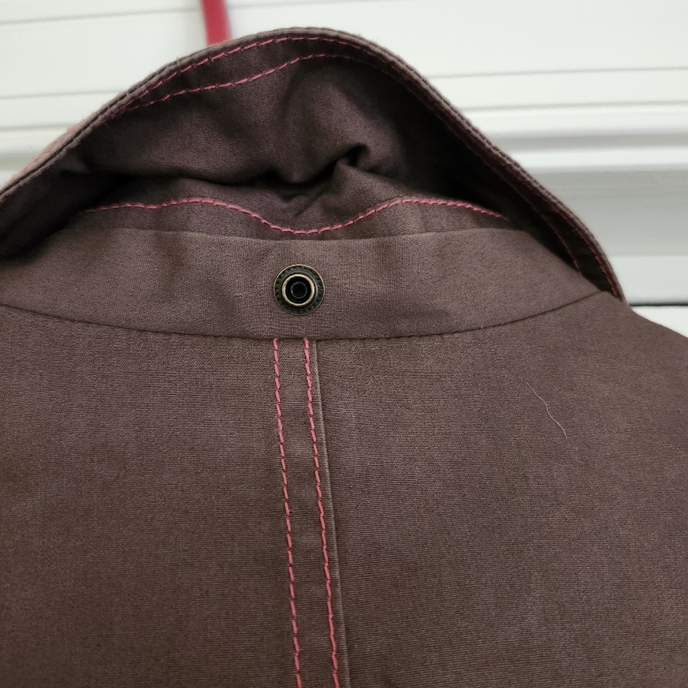 Women's Boden spring fall Medium big button Brown trench coat Jacket sz 8 - Picture 11 of 16